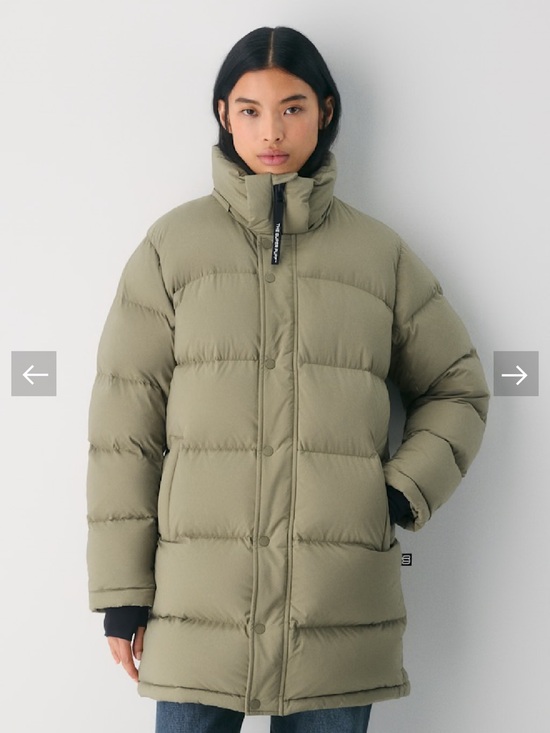 TNA Jackets & Blazers - Aritzia Super Puff Mid Jacket 2XS Olive Green Hooded Puffer Coat